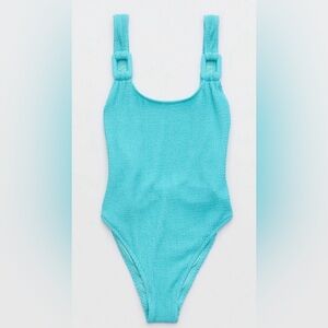 Aerie Shimmery Crinkle One Piece Swimsuit | Cheeky Scoop Back | S | NWOT